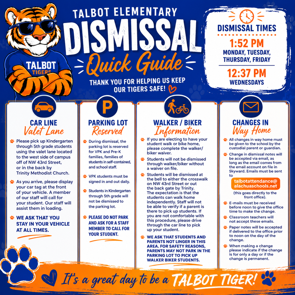 Talbot Elementary Dismissal Information Guide