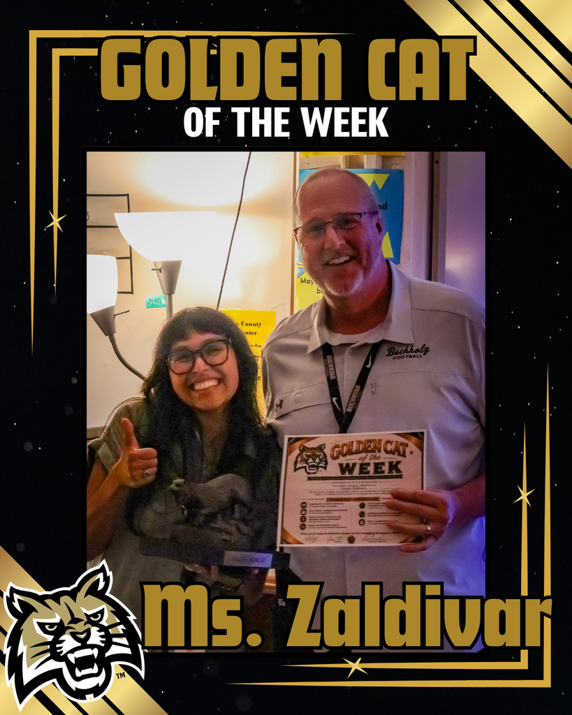 Ms. Zaldivar with Mr. Purvis is our Golden Cat of the Week