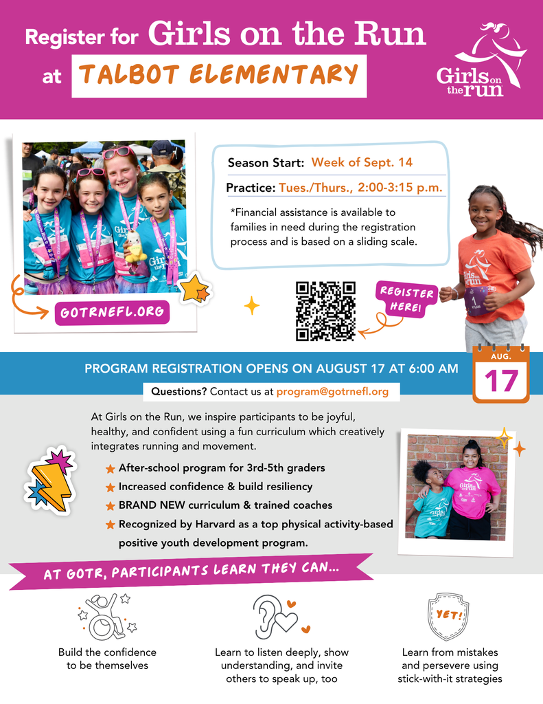 Register for Girls on the Run at Talbot Elementary