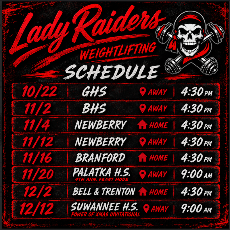 Lady Raiders Weightlifting Schedule
