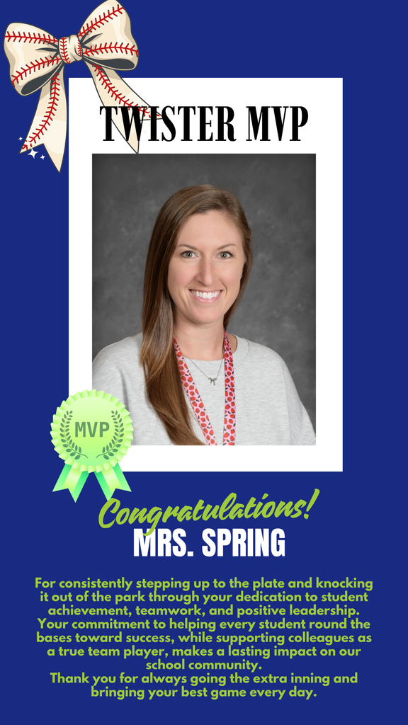 picture of a teacher with an MVP ribbon and baseball bow