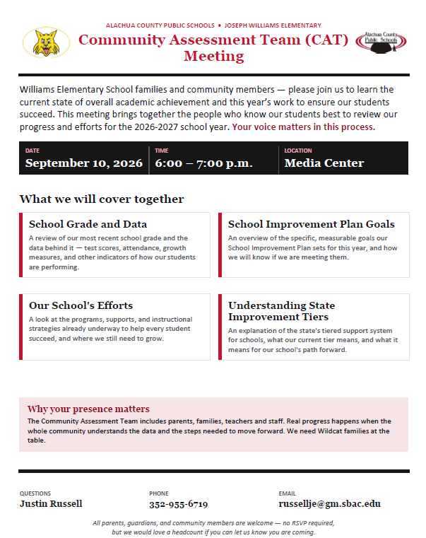Williams Community Assessment Team Invitation