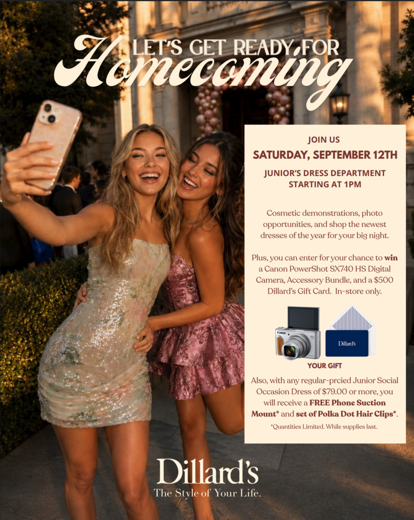 dillard's homecoming event on saturday september 12