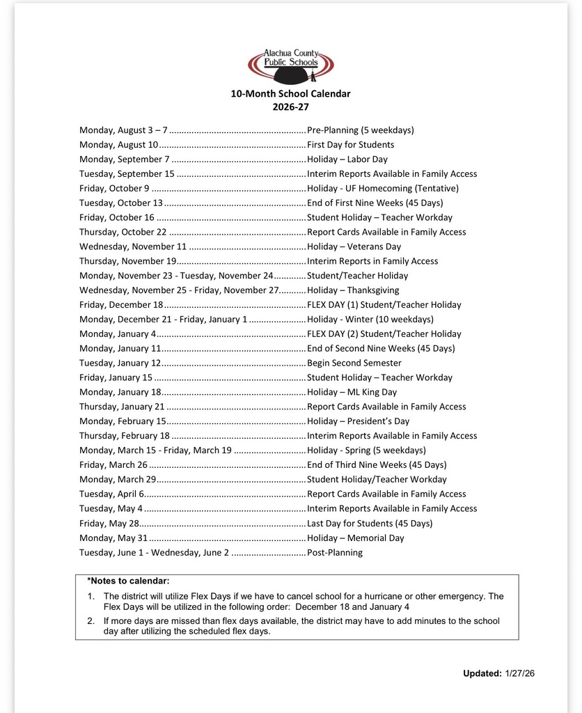 School calendar 1