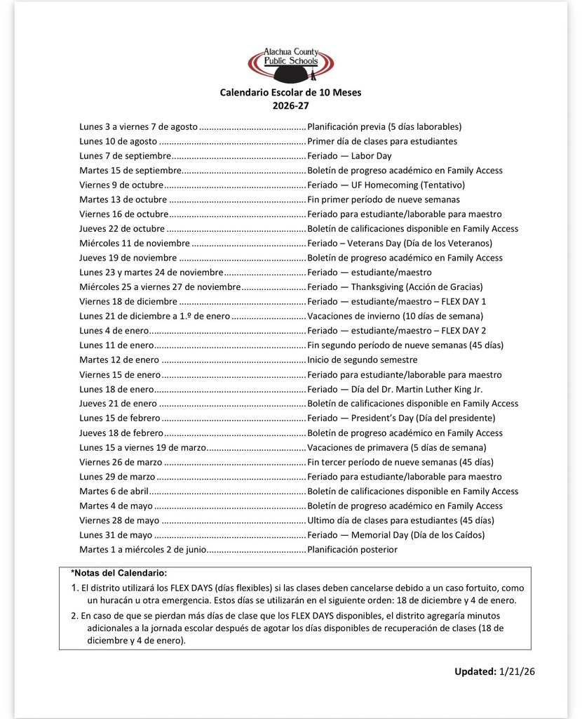School calendar 2