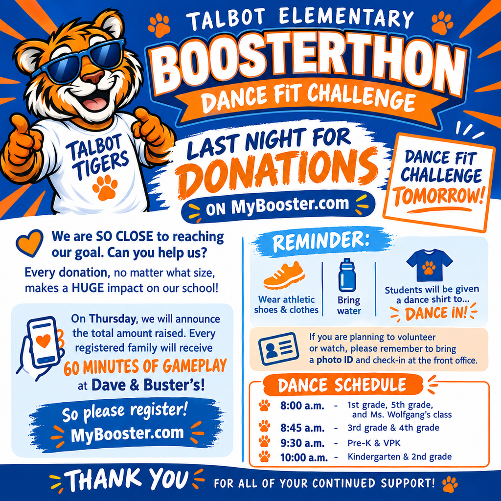 Talbot Boosterthon is tomorrow! Register and Donate today!