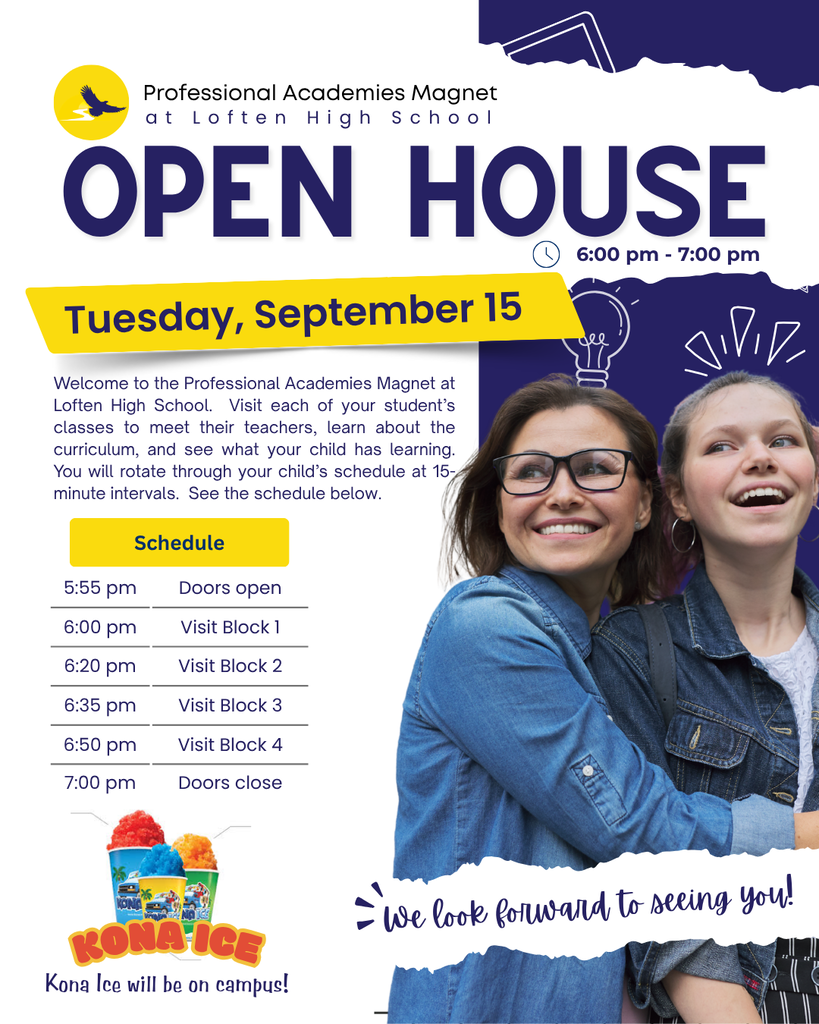 Open house is Tuesday, September 15 from 6:00 pm to 7:00 pm