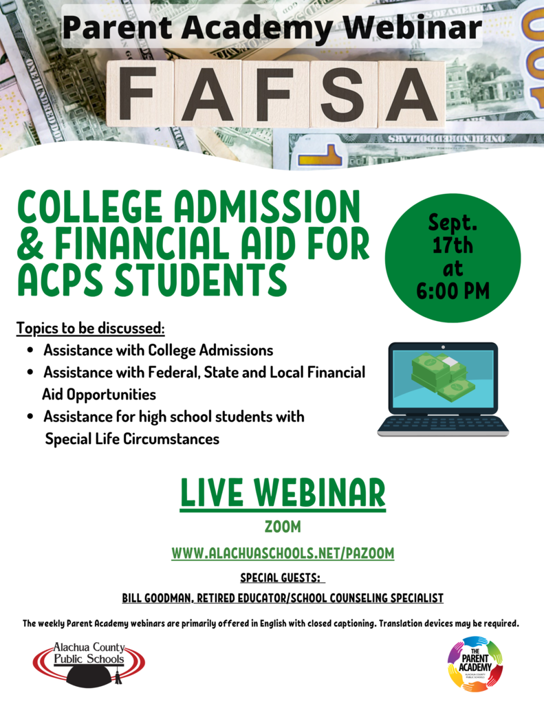 Parent Academy Webinar - September 17 at 6:00 pm