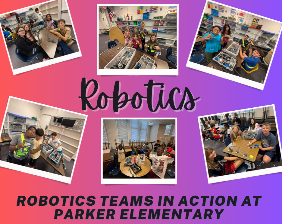 photos of kids at the Robotics club building and creating