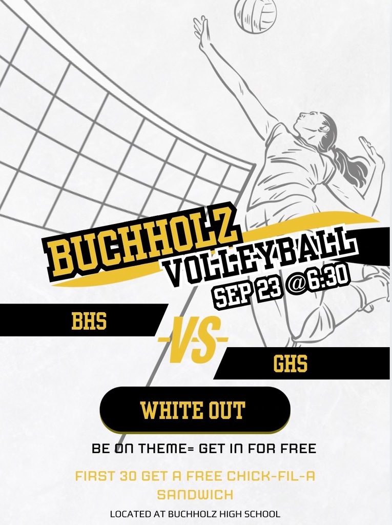 Home Volleyball game September 23 @ 6:30 vs. GHS. WHITE OUT! Be on time - get in for free. First 30 students get a Free Chick Fil A Sandwich.
