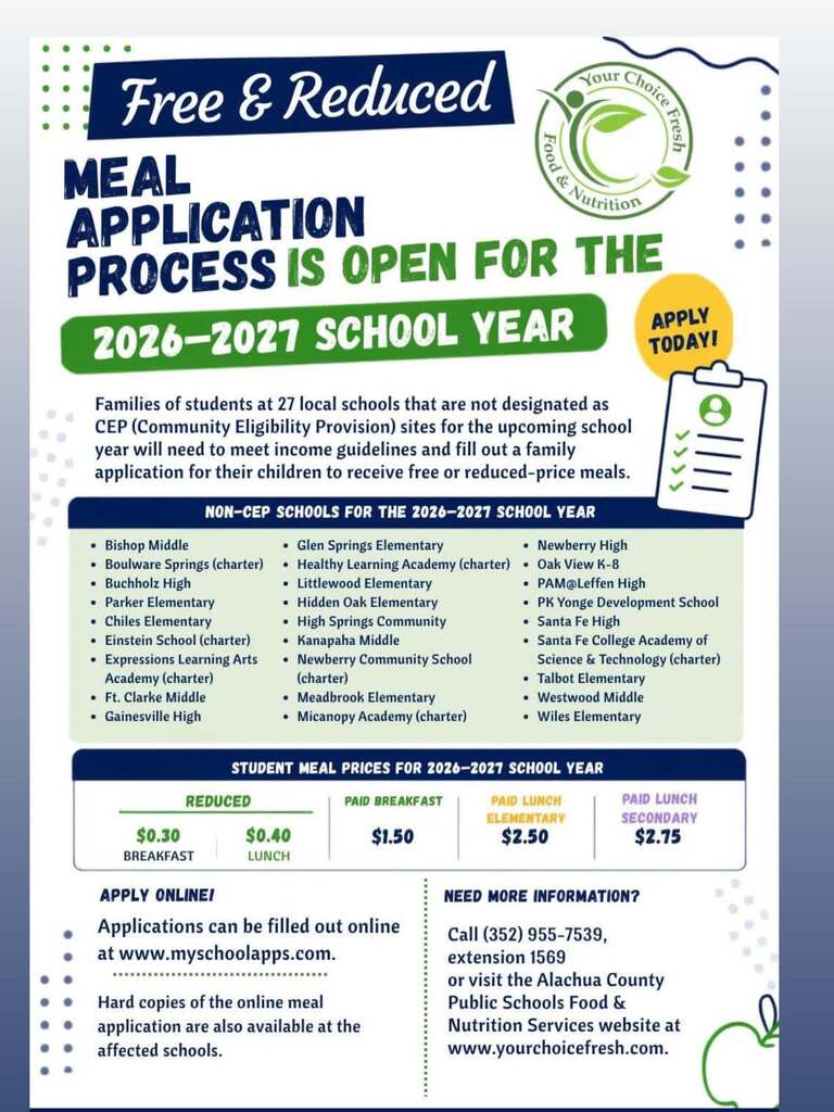 Free & Reduced Meal Applications Are Now Open!