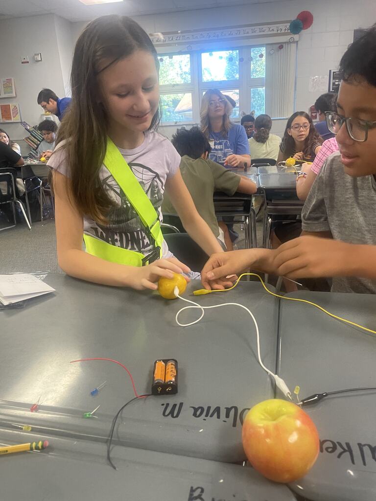 students working with circuits