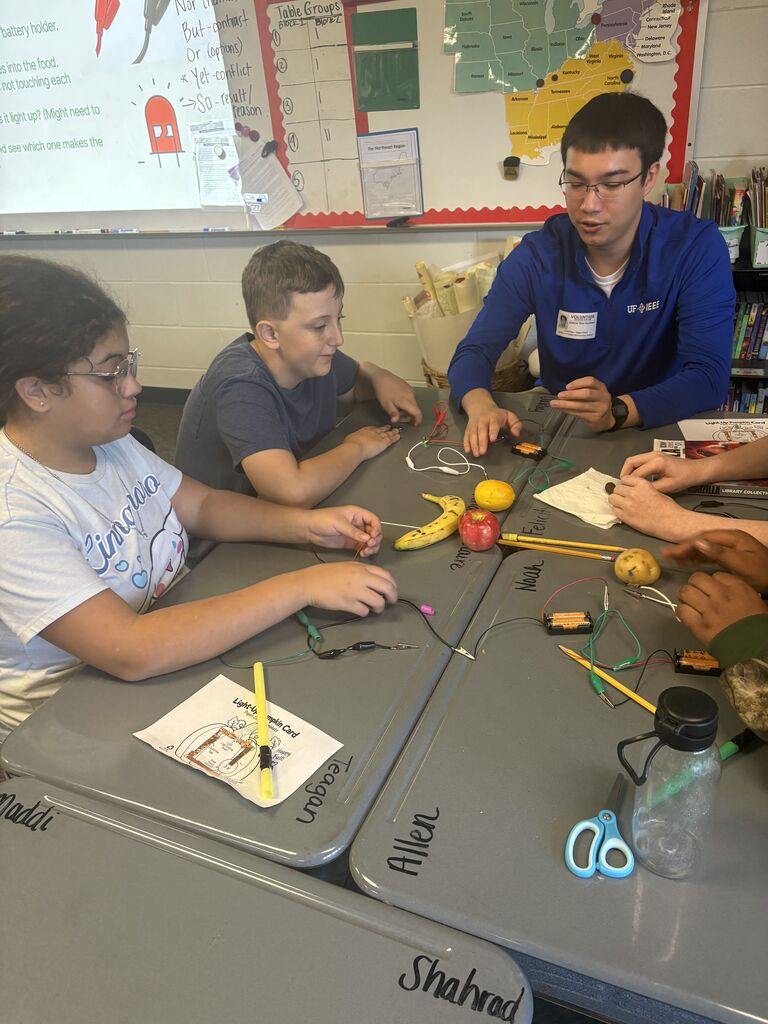 students working with circuits