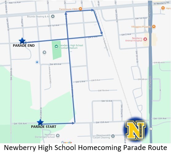 Homecoming parade route map