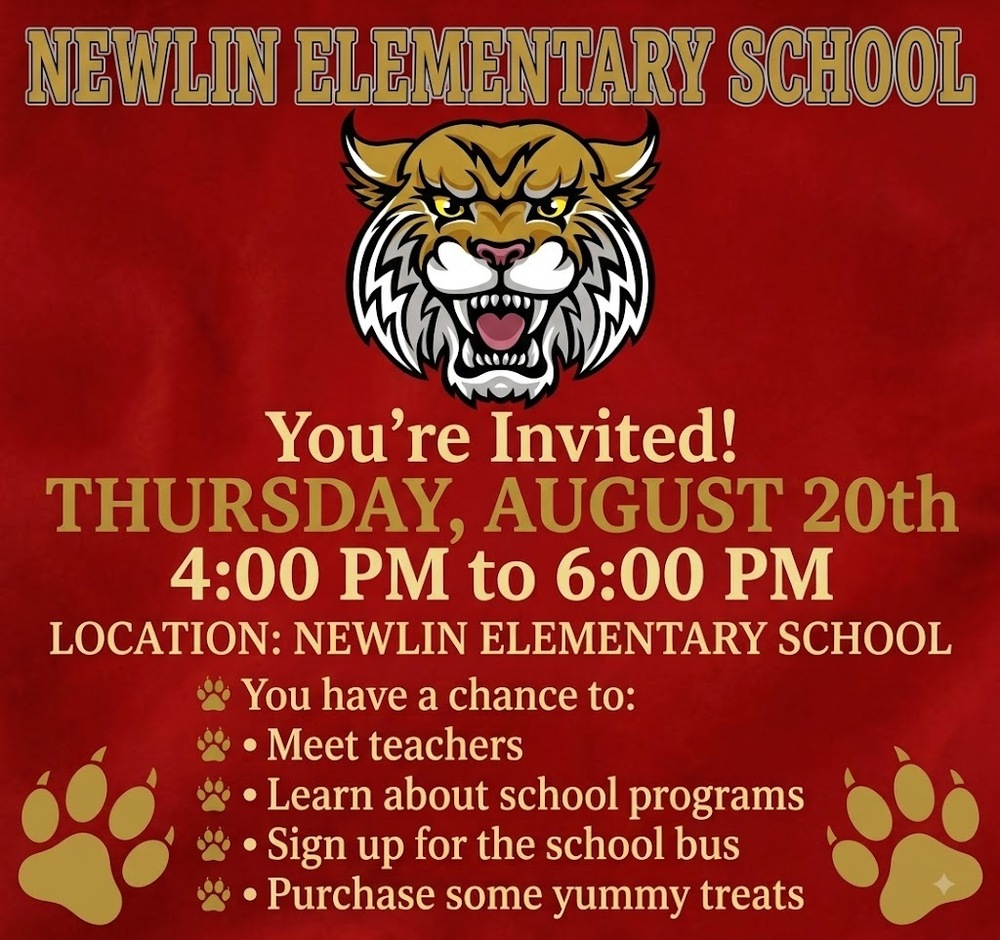 Open House Invitation in red and yellow. It's from 4-6 on August 20th