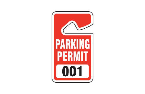 red white parking permit tag icon