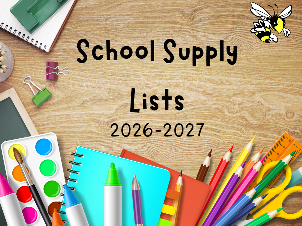 Graphics of school supplies
