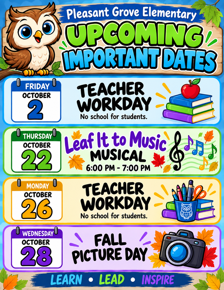 Upcoming Important Dates/Events