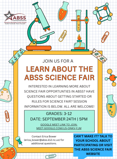 ABSS Science Fair Information Session on Thursday, September 24th