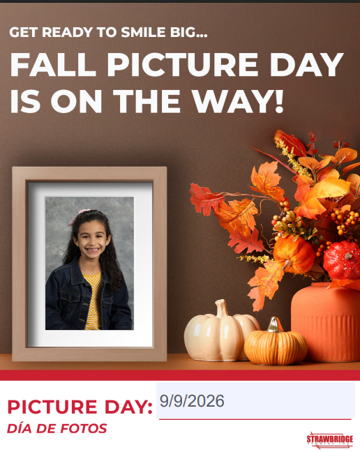 There is an image of a young girl in a picture frame with the title Fall Picture Day is On the Way!