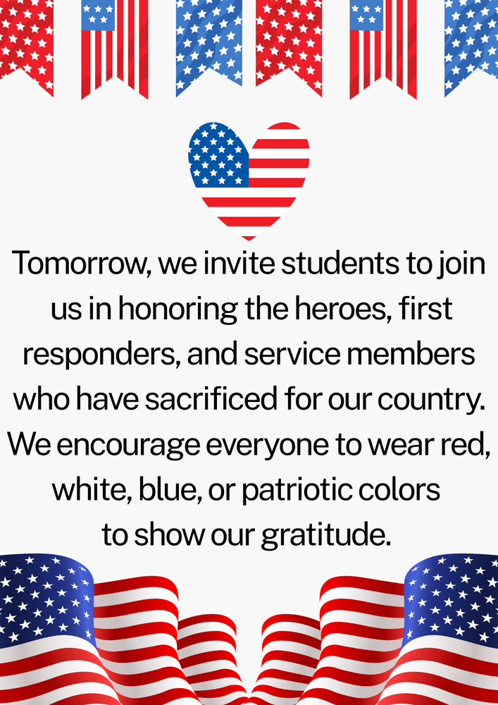 Wear red, white and blue tomorrow