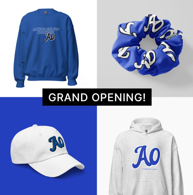 Image of AO sweatshirt, AO hairtie, AO hat and AO shirt