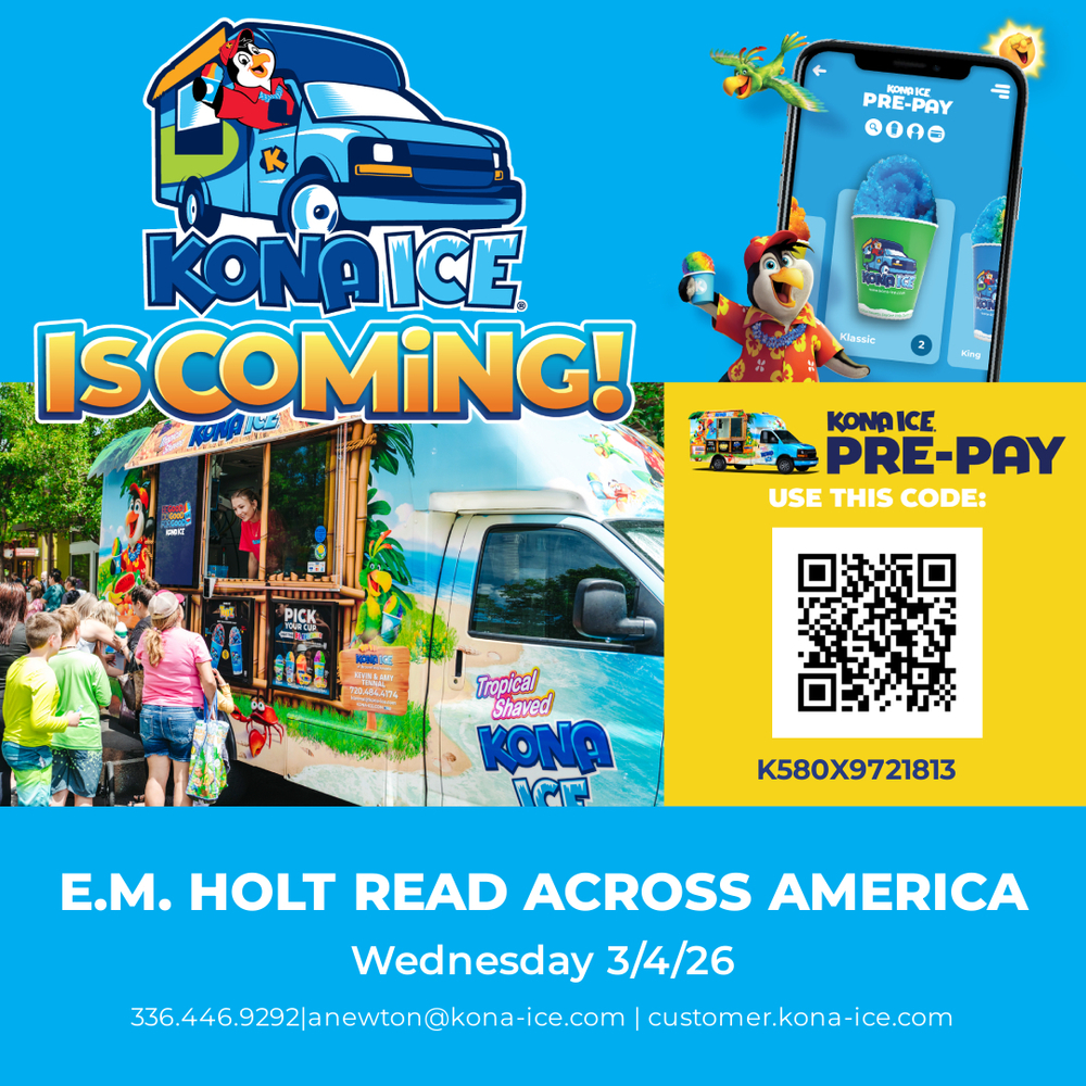 Kona Ice is Coming to E.M. Holt for Read Across America on Wednesday, March 4th