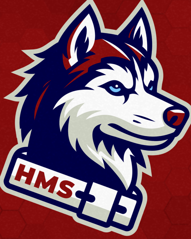 Maroon and Navy Husky Mascot