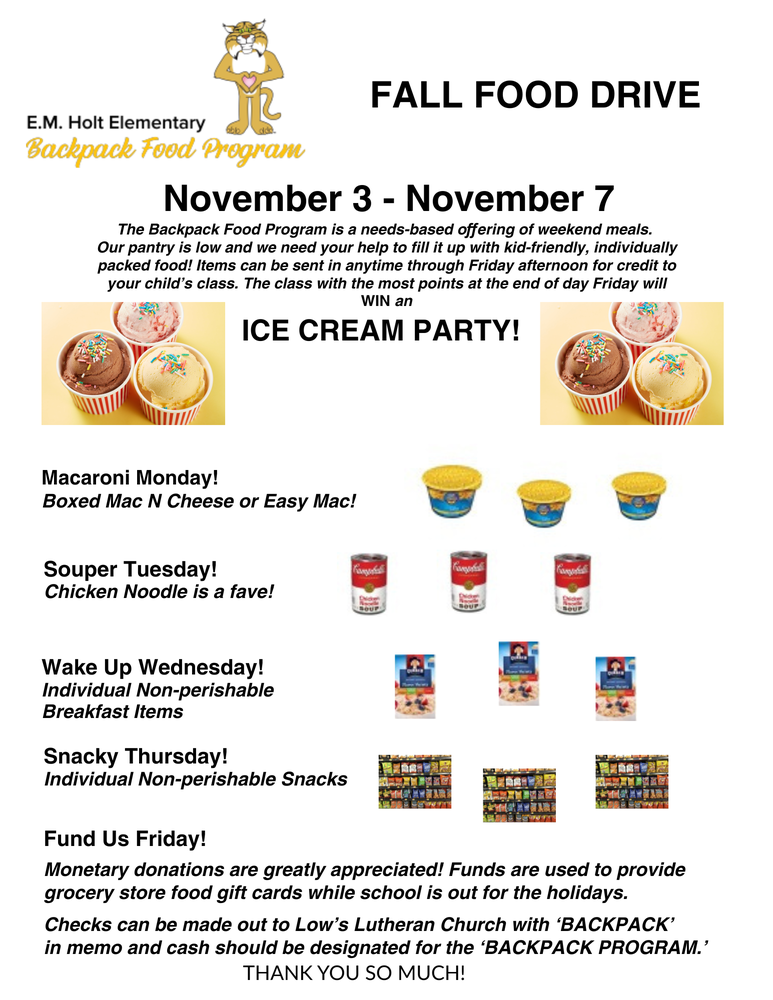 Fall Food Drive-Nov. 3rd-7th