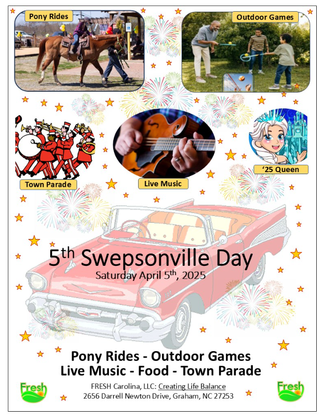 Swepsonville Day Flyer for Saturday April 5th