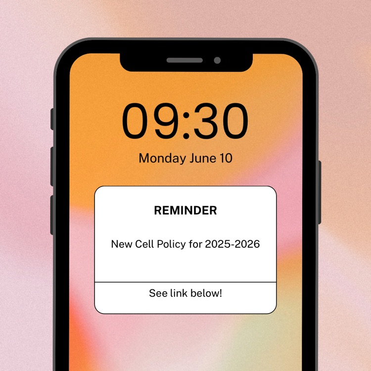 cell phone with orange and pink background and black lettering on a message on the screen