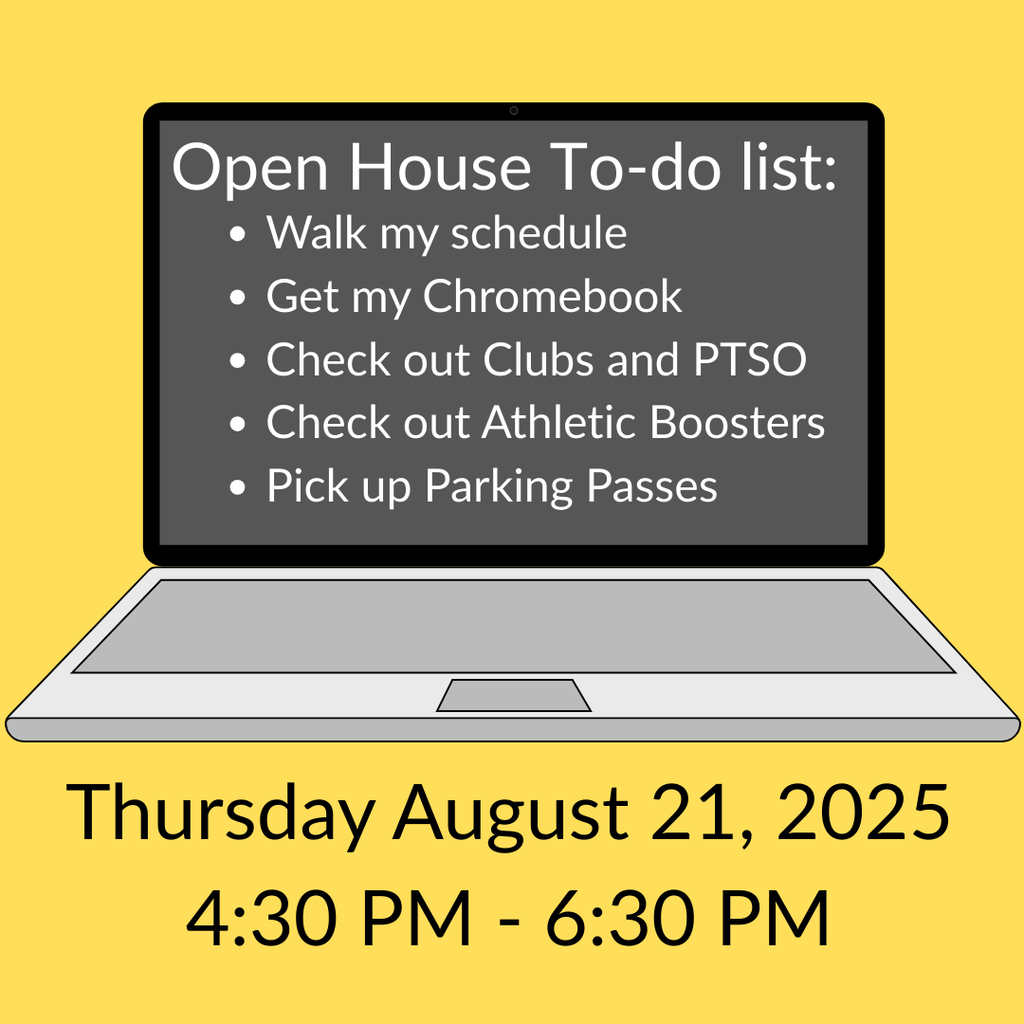 Yellow background with chromebook with white writing and black writing.