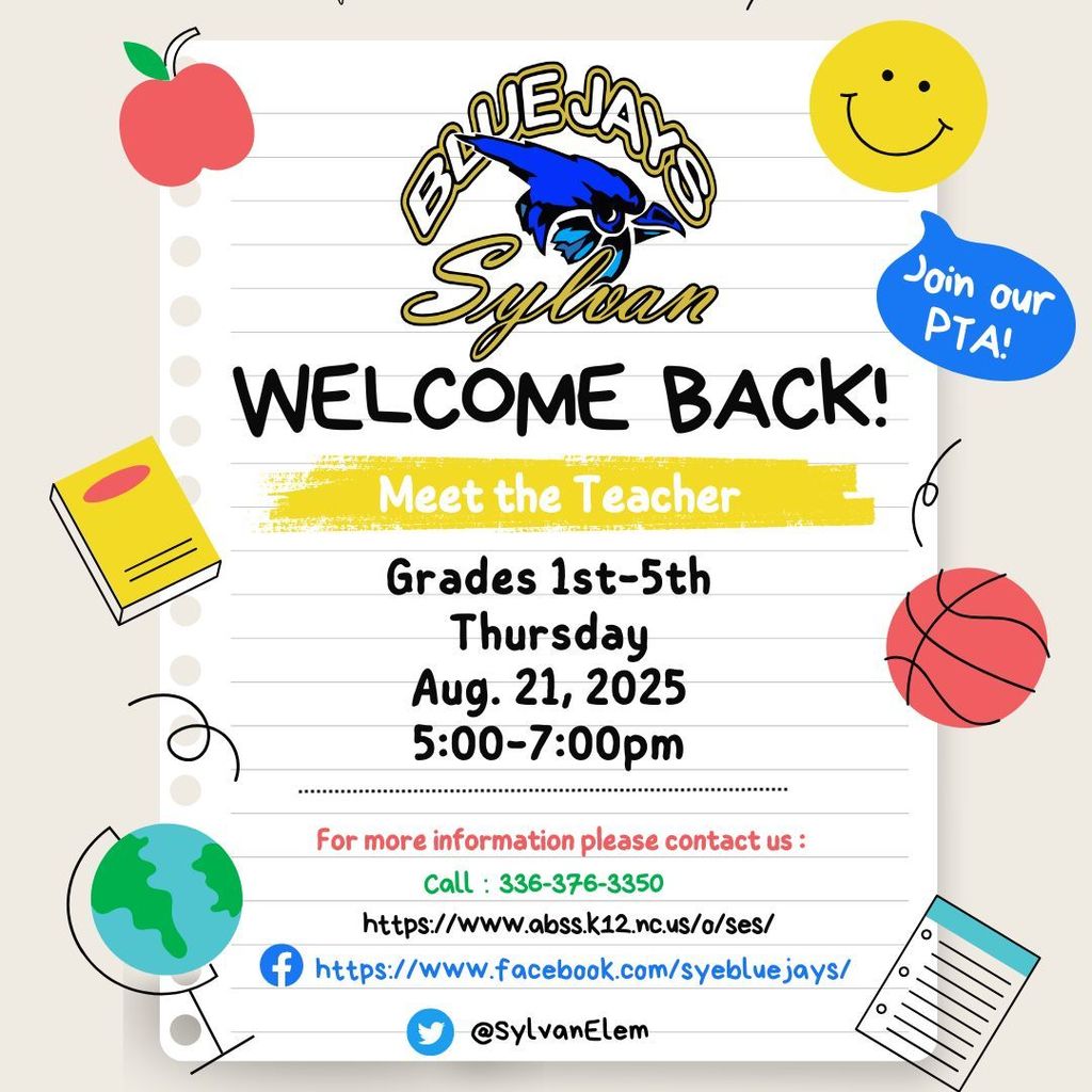 We are looking forward to seeing our 1st-5th-grade Blue Jays tonight for Meet the Teacher from 5:00-7:00!