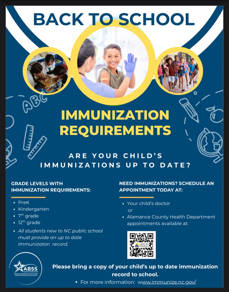 blue background with yellow and white words and pictures of students