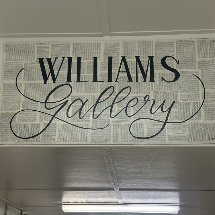 Williams Gallery painted in black on book print 