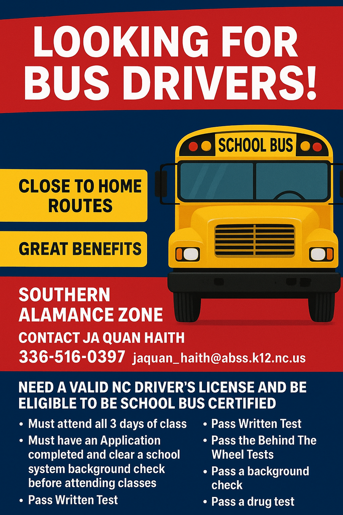 Sylvan is in need of extra bus drivers! Let us know if you are interested!
