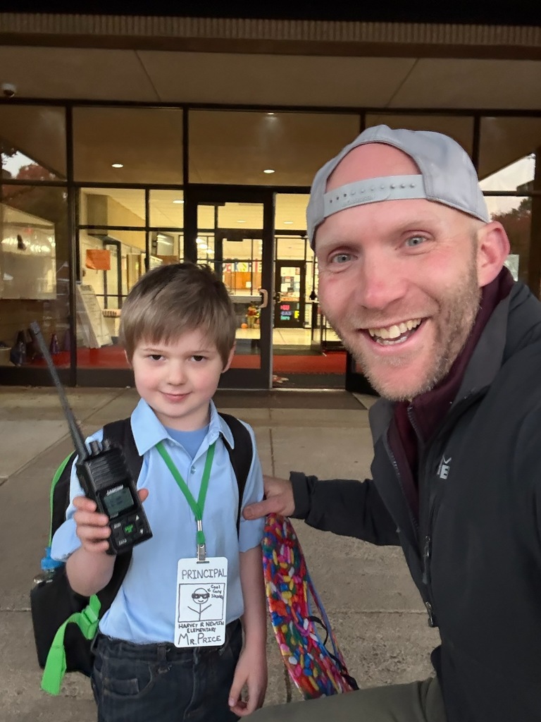 Principal Will Price with a student in a blue polo dressed as him