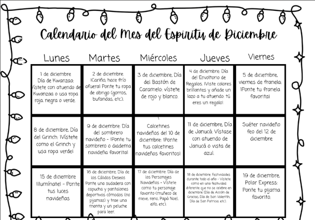 December Spirit Month