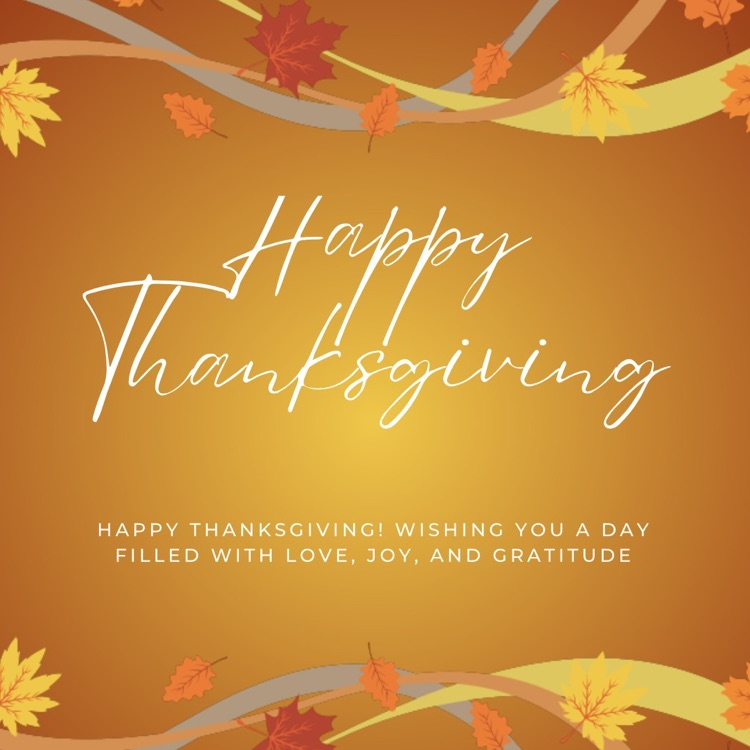 Orange yellow and red leaves with a brown background and yellow grey and orange ribbons and sentimental message 