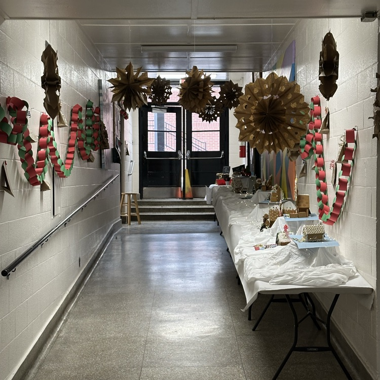 hallway with festive holiday decor