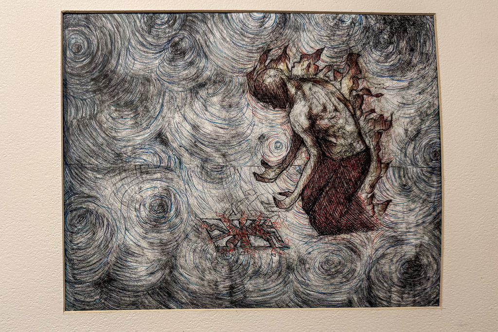 Close up of Kendall's art - Mourning Monster