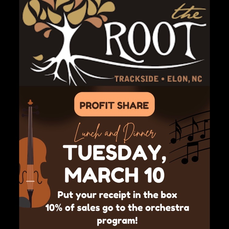 tree on brown background with white writing and an orchestra instrument 