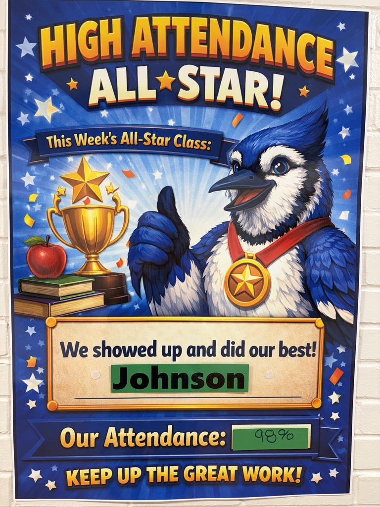 Our Blue Jays are Showing Up! We are awarding attendance weekly. Our All-Star Classes last week were Moize and Paschal in Kindergarten, with 99% Mr. Johnson in 4th grade, with 98%. Way To Go!!! Don't Be Tardy for The Party! This will be a weekly individual prize for each student. Rules for the Party: 1. Be Here on Time ( gotta get up and get moving) 2. Be at school. ( if you have a fever, or stomach issues stay home) you get another chance the next week. 3. Be at school all day ( no early check outs)