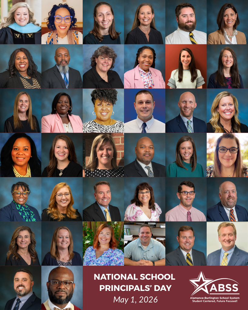 A collage of all 38 school principals with text at the bottom that reads "NATIONAL SCHOOL PRINCPALS' DAY, May 1, 2026" and the ABSS logo