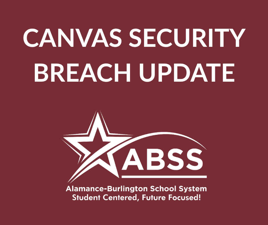 CANVAS SECURITY BREACH UPDATE text on maroon background with ABSS logo