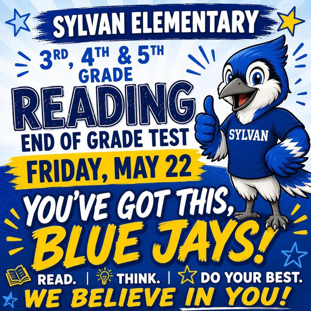 📚💙 Hey 3rd, 4th, & 5th Grade Blue Jays! 💙📚  Tomorrow is your Reading EOG, and we want you to know just how proud we already are of YOU! 🌟   Before your test, make sure to: 😴 Get a good night’s sleep 🍳 Eat a healthy breakfast in the morning 😊 Come to school with confidence and your best attitude  You have worked so hard all year long, and tomorrow is your chance to show what you know! Remember — do your best, take your time, and believe in yourself because WE believe in you! 💪✨  Most importantly, always remember: ⭐ You are MORE than a test score. ⭐ Your kindness, creativity, effort, and heart matter most. ⭐ One test can never measure how amazing you truly are!  Now get some rest, Blue Jays… tomorrow, you’ve got this! 💙