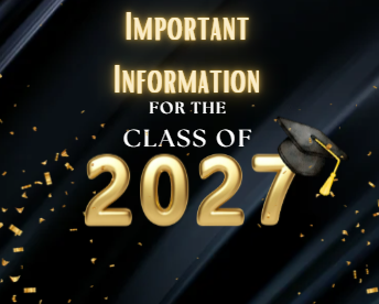 Black and grey background with with gold confetti and gold and white letters.