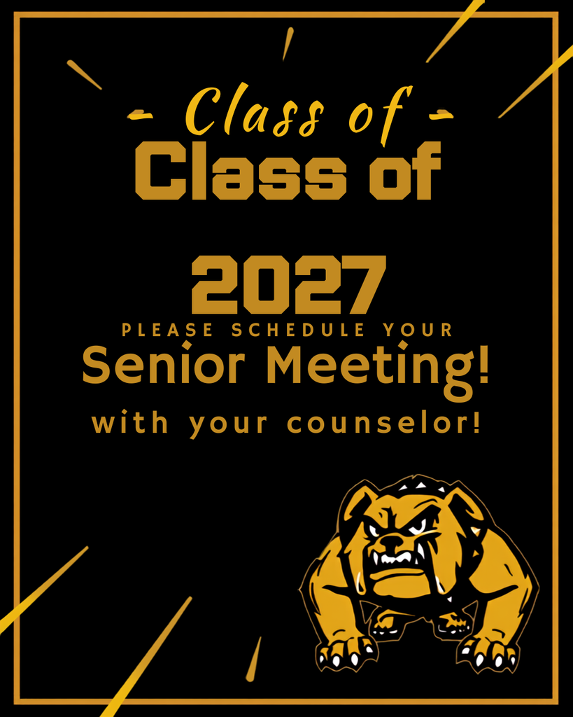 Black background with gold bulldog, golden writing and golden decorative lines. 