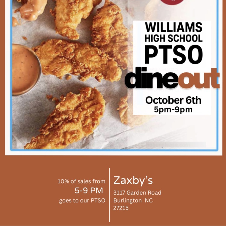 orange back ground with white letters and fried chicken on the side