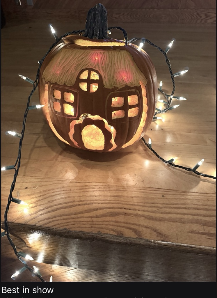 pumpkin carved as house